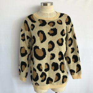 Rare ANAP Japanese Brand Beige Tan Leopard Spotted Print Pullover Sweater Sz M